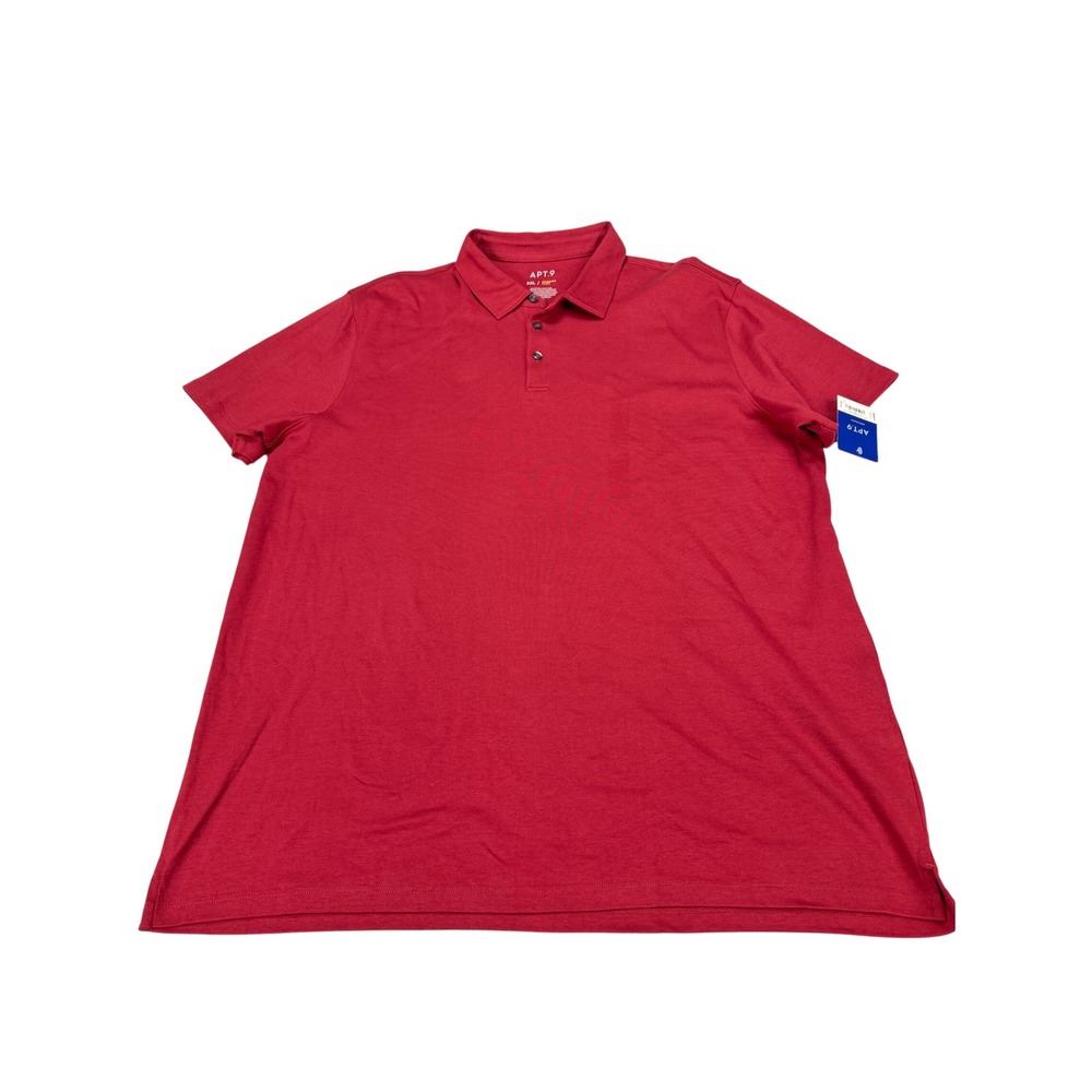 Apt. 9 Premier Flex Mens XXL Red Short Sleeve Cotton Polo Shirt MA81K151RS